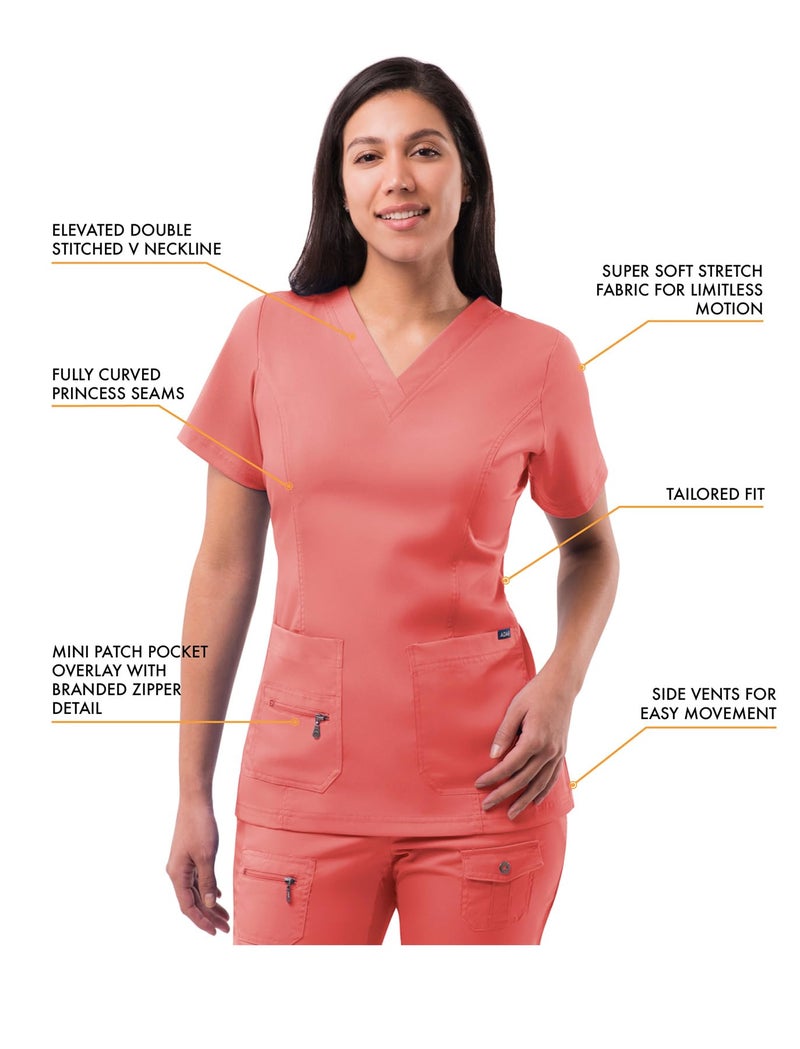 Adar Uniforms Pro Scrubs for Women, Elevated V-Neck Scrub Top, P4212, Rapture Rose, M - Image 3